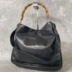 GUCCI グッチ ハンドバッグ　ショルダー　2way バンブー　レザー　黒