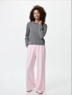 新品 UNIQLO ユニクロ スウェットワイドパンツ 丈長め ピンク