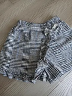 チェック柄 キュロット リボン フリル キッズ 110cm