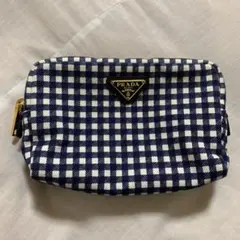 極美品】PRADA チェック柄ポーチ - メルカリ