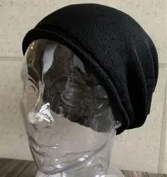 帽子 日本製 Mサイズ ニット帽 シルク シームレス ワッチ 男女 bk