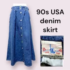 vintage ヴィンテージ スカート デニム 前開き レトロ USA 海外古着のサムネイル