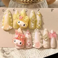 ネイルチップ現品つけ爪size04238地雷量産韓国中国天使界隈ゴテゴテ3Dデコ