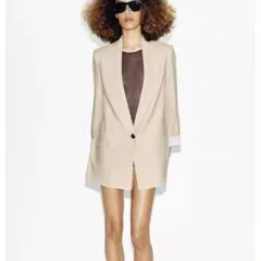 ZARA リネンロールアップスリーブブレザー