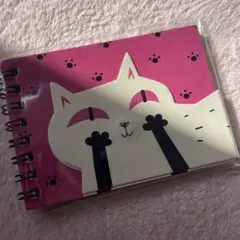 猫　フラップ付リングメモ