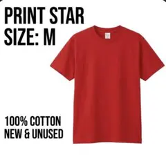新品MプリントスターPRINTSTAR綿100%無地Tシャツ半袖赤レッド原色