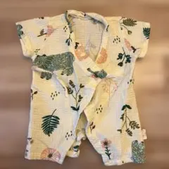 花と植物プリント ベビー甚平 73/80cm ガーゼ