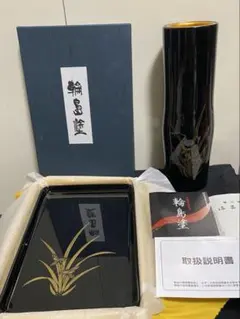 輪島塗 花器 鶴蒔絵 木製 共箱付 - メルカリ