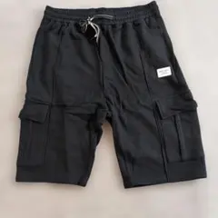 ERDU&IZC ロゴパッチ付き メンズ スウェット素材 カーゴハーフパンツ