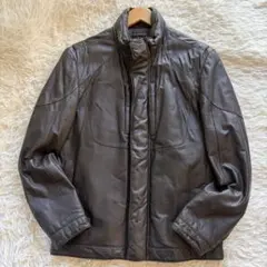 大きい ゼニア レザージャケット ブルゾン 本革 ブラウン XL