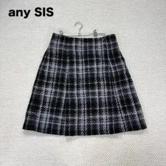 ① エニィスィス ツイード スカート ラメ入り チェック 黒 サイズ4(XL)