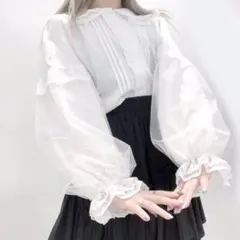 ふんわり袖 チュールフリルブラウス　VOLCAN&APHRODITE