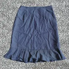 【美ライン】LASEDIRE 裾フリル マーメイドスカート L チェック柄 上品