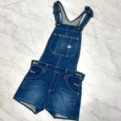 Leeサロペットパンツ デニム ショート丈 ブルー オーバーオールSアメカジのサムネイル