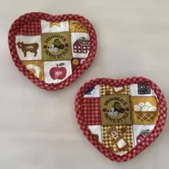 ディズニーシー ミニーマウス ハート型コースター 2枚セット パッチワーク