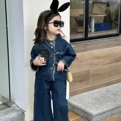 女の子 上下セットアップ  女児 120キッズ おしゃれ ダンス デニム韓国