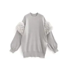 ファー付きニットワンピース