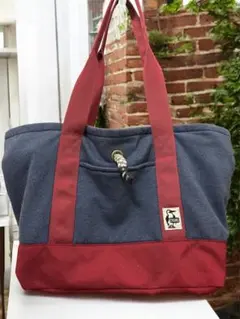 CHUMS トートバッグスウェットナイロン ネイビーナチュラル/トマト