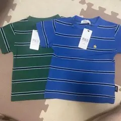ポロベビー　双子　コーデ　ボーダー　Tシャツ　90 色違い　男の子　青　緑のサムネイル