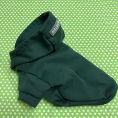 フード付き犬服 S ダークグリーン　パーカー　緑　カジュアル