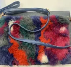 カラフル ミックスファー フェイクファー クラッチバック ショルダーバッグ
