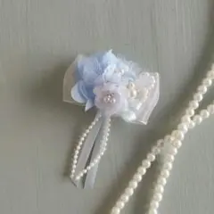 水色ビジューのフェアリーに　子ども　キッズ　コサージュ　ブローチ　入学式　入園式