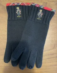 POLO RALPH LAUREN 手袋 ポロベア 黒 赤チェック柄