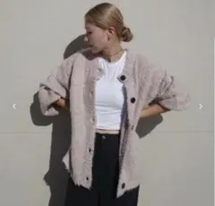 しまむら hideka ループ2WAYニットカーディガン 中薄橙