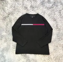 TOMMY HILFIGER【M】黒 ストライプ 長袖 シャツ 人気 きれいめ春