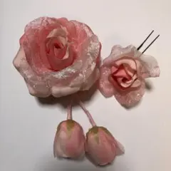 薔薇モチーフ髪飾り　ピンク