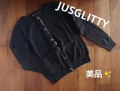 美品✨【JUSGLITTY ビジューニットカーディガン 茶色】ジャスグリッティー