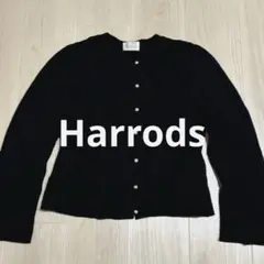 【Harrodsハロッズ】パール付き　長袖　カーディガン　ブラック