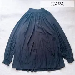 TIARA とろみブラウス ハイネック ブラック黒 ティアラ