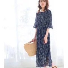 新品未使用　ROPE PICNIC 花柄　シフォンワンピース 38 M