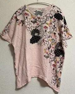 scolar ピンク 花柄 プリント 半袖Tシャツのサムネイル