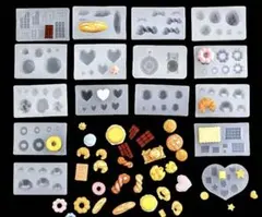 1ミニチュア フード シリコンモールド 16セット