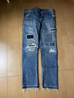 HARE ダメージ加工 ストレートデニム S