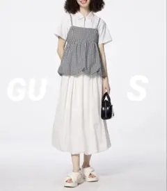 GU バブルヘムミディスカート　バルーン　パラシュート　ホワイト　S