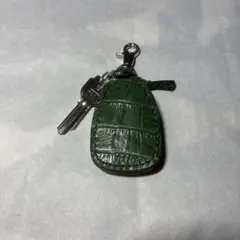 緑色レザー クロコダイル型押しスマートキーケース