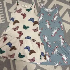 H&M 蝶柄・ユニコーン柄ノースリーブワンピース 4-6Y