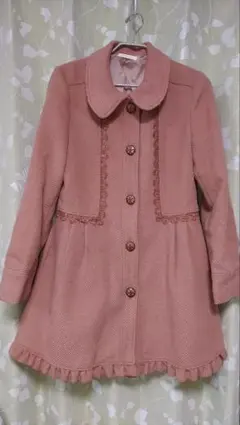 axes femme レースフレアAラインコート くすみピンク