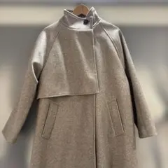 【新品・未使用 / タグなし】スタンドカラー グレーベージュ ロングコート