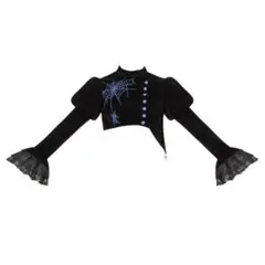 蜘蛛魔女　青黒色アウター　刺繍レース　ゴシックロリータ地雷系　ハロウィン　パンク