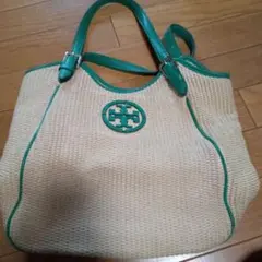 トリーバーチ　かごバッグ　トートバッグ　キャンバス　ベージュ