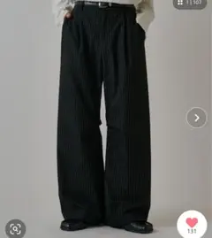 Luis ストライプワイドパンツ Sサイズ ブラック ルイスのサムネイル