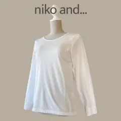 【ニコアンド】M相当　ホワイト白　Tシャツ型長袖ブラウス　カットソー袖シャツ
