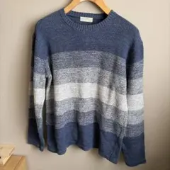 BACK NUMBER ストライプニットセーター L