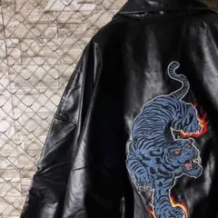 【値下交渉歓迎】チュウカタベタイ　タイガー　レザージャケット　Lサイズ　美品