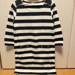 【新品】 vis ストライプ 長袖ワンピース ネイビーとホワイト