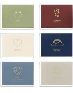 メッセージカード ミニカード サンキュー 感謝カード 挨拶状 6枚セット ×2